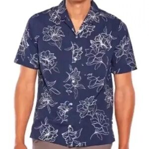 Gap Men's Short Sleeve Seersucker Vacay Shirt Size Small Blue Floral Vacation
